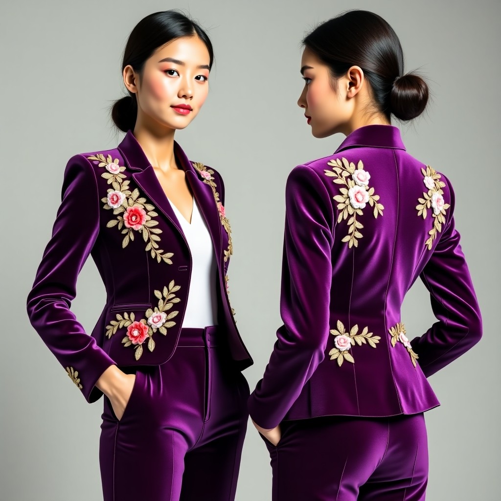 Luxury Botanical Crest Blazer
