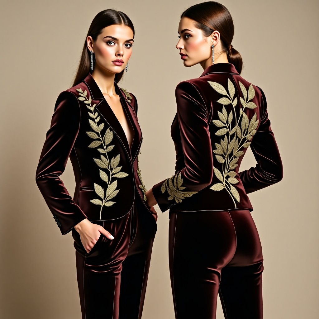 Elegant Floral Scroll Embroidered Blazer