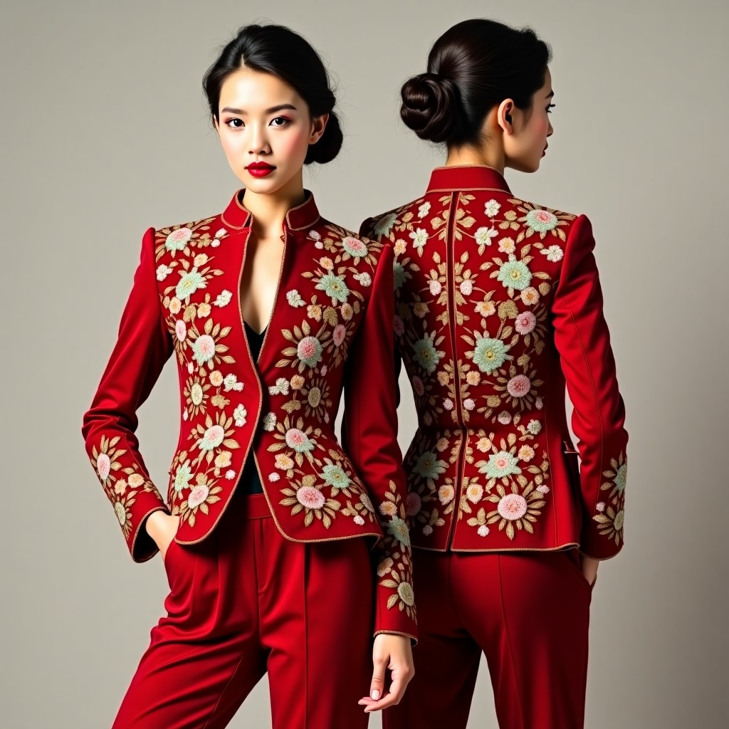 Luxury Meadow Floral Embroidered Blazer