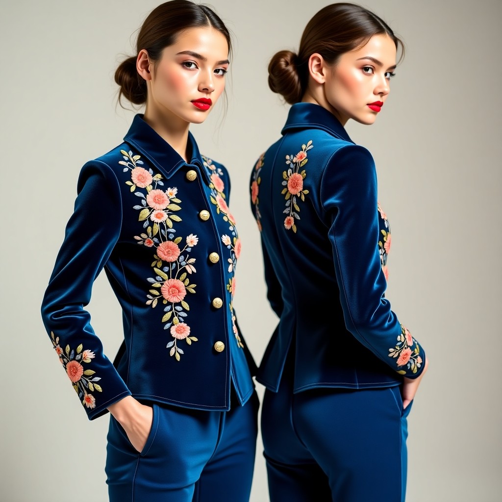 Luxury Floral Sleeve Embroidered Blazer