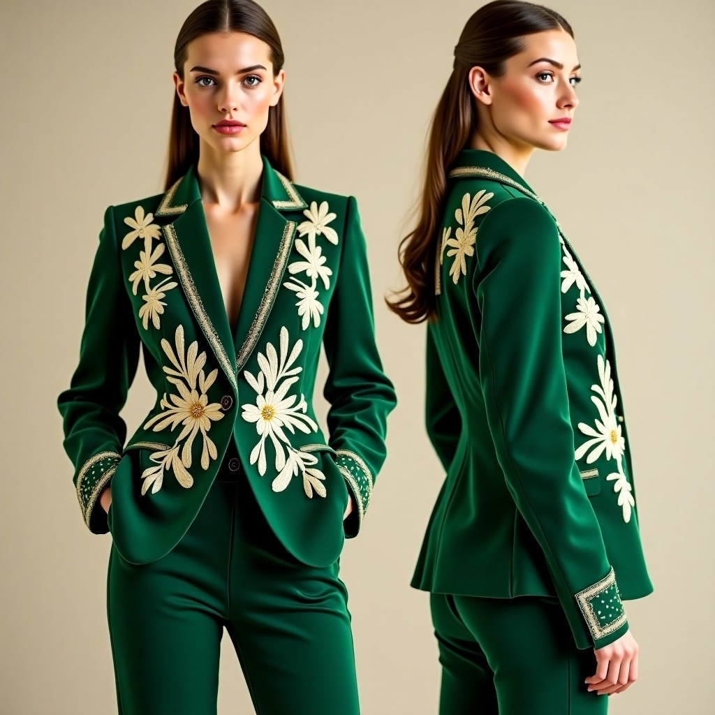 Luxury Floral Shoulder Embroidered Blazer