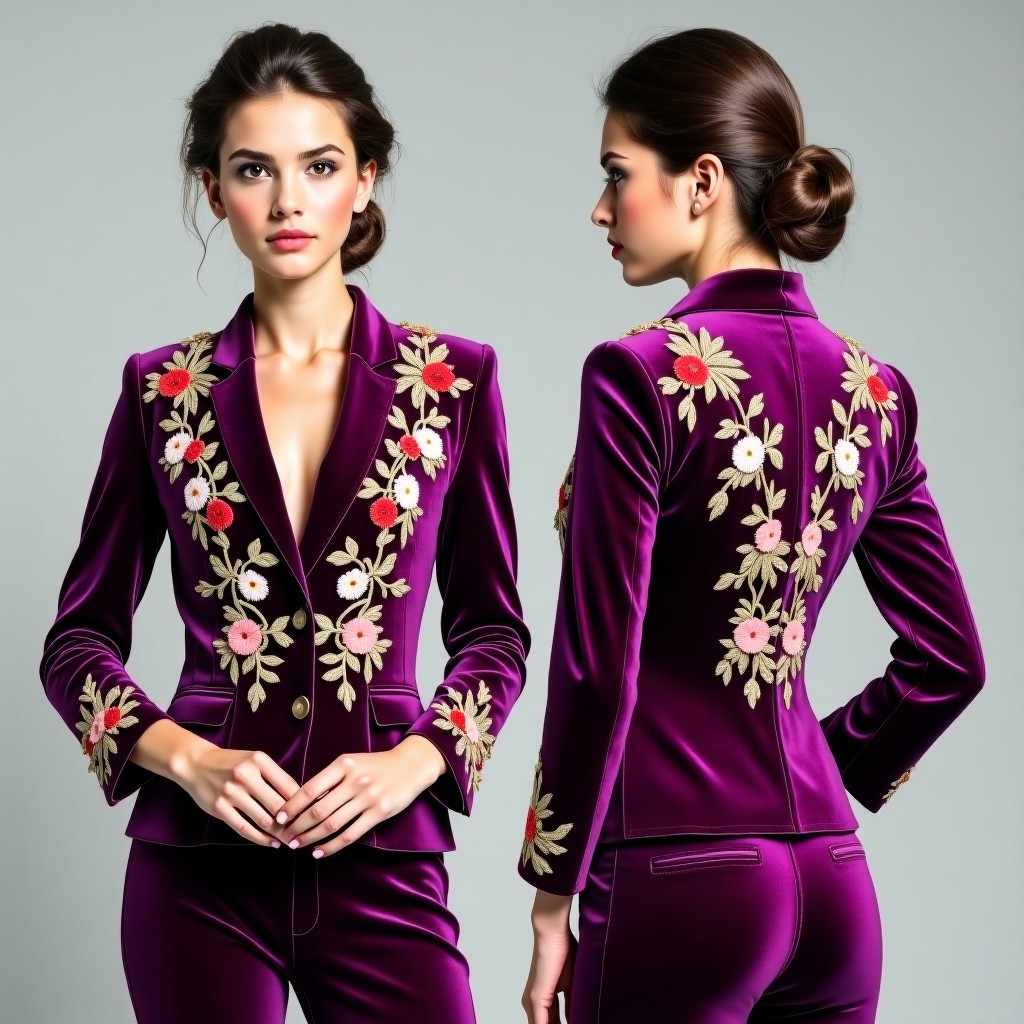 Luxury Floral Motif Tailored Blazer