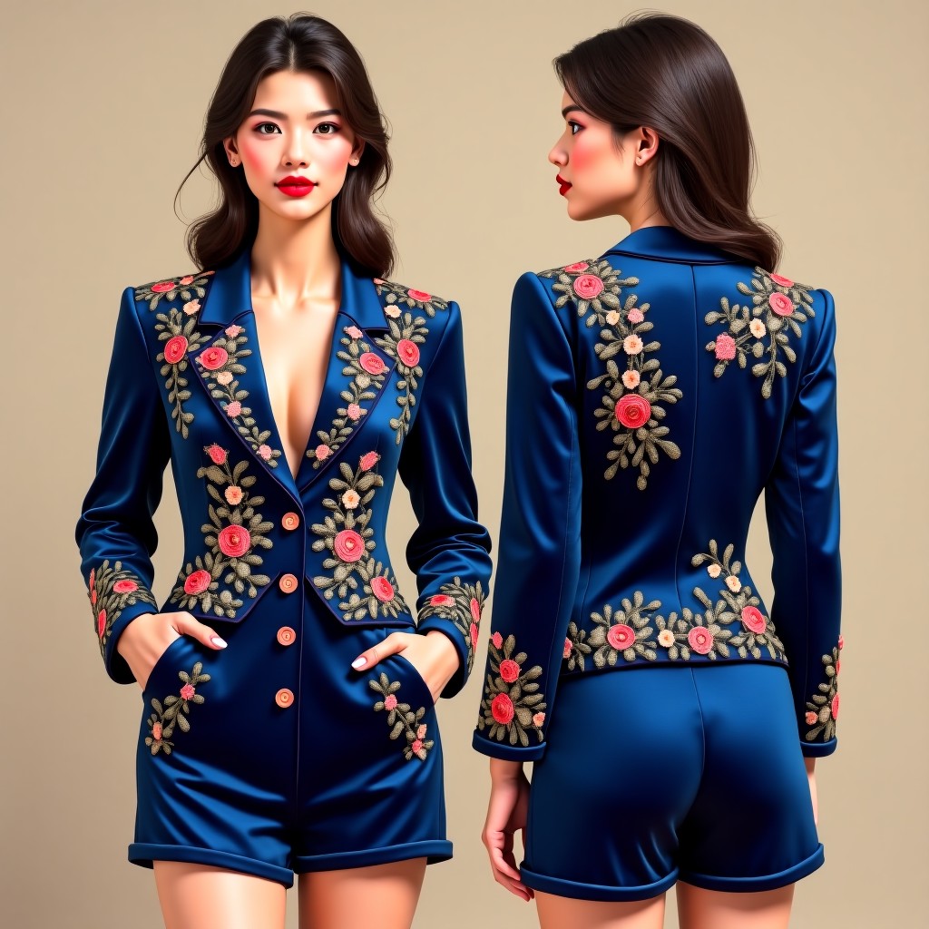 Premium Floral Ornament Blazer