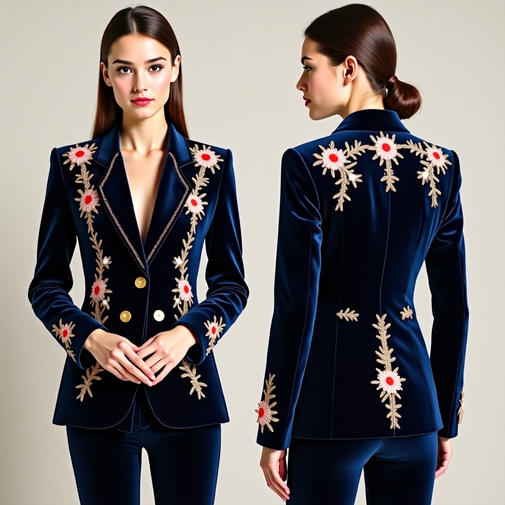 Luxury Floral Medallion Embroidered Blazer