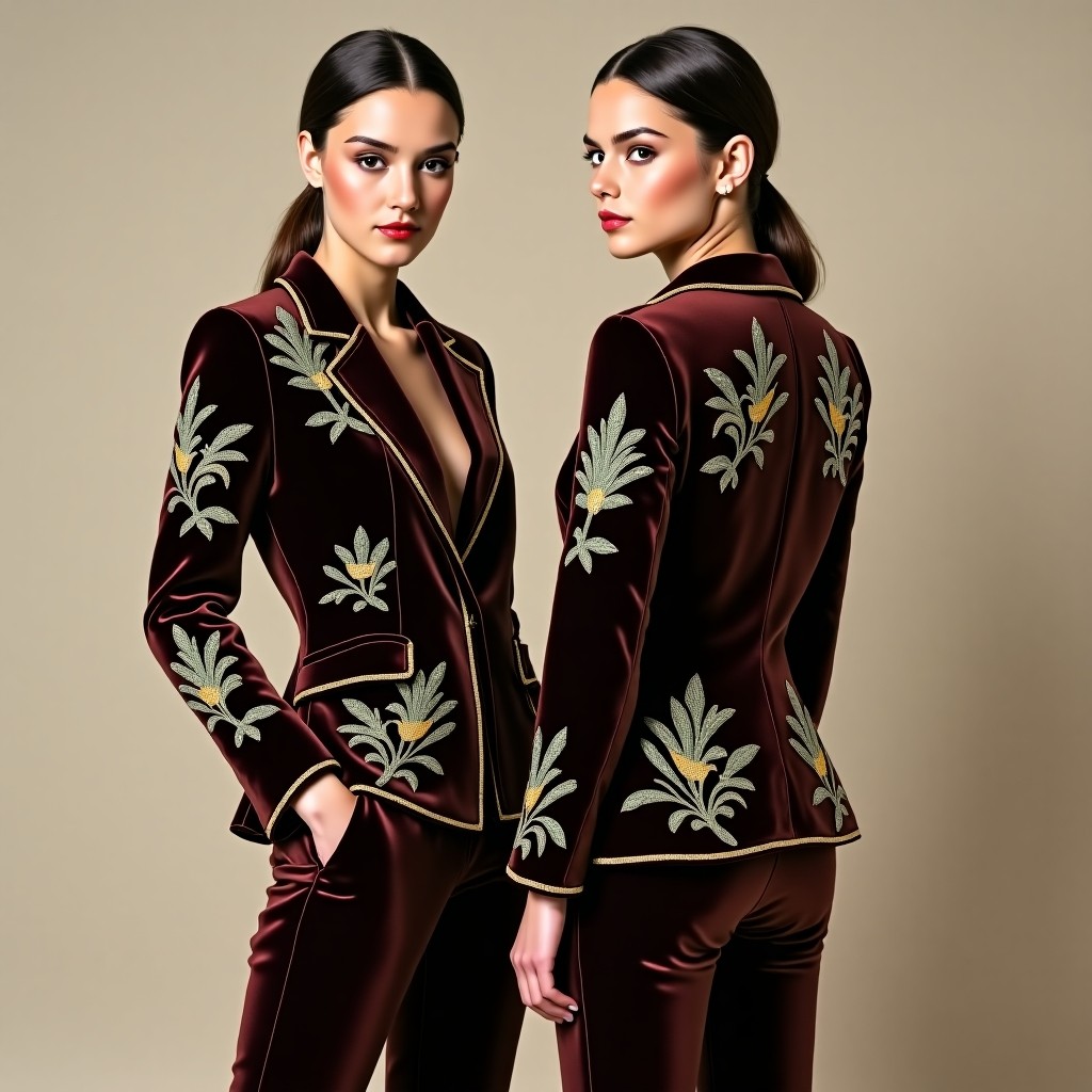 Luxury Floral Frame Embroidered Blazer