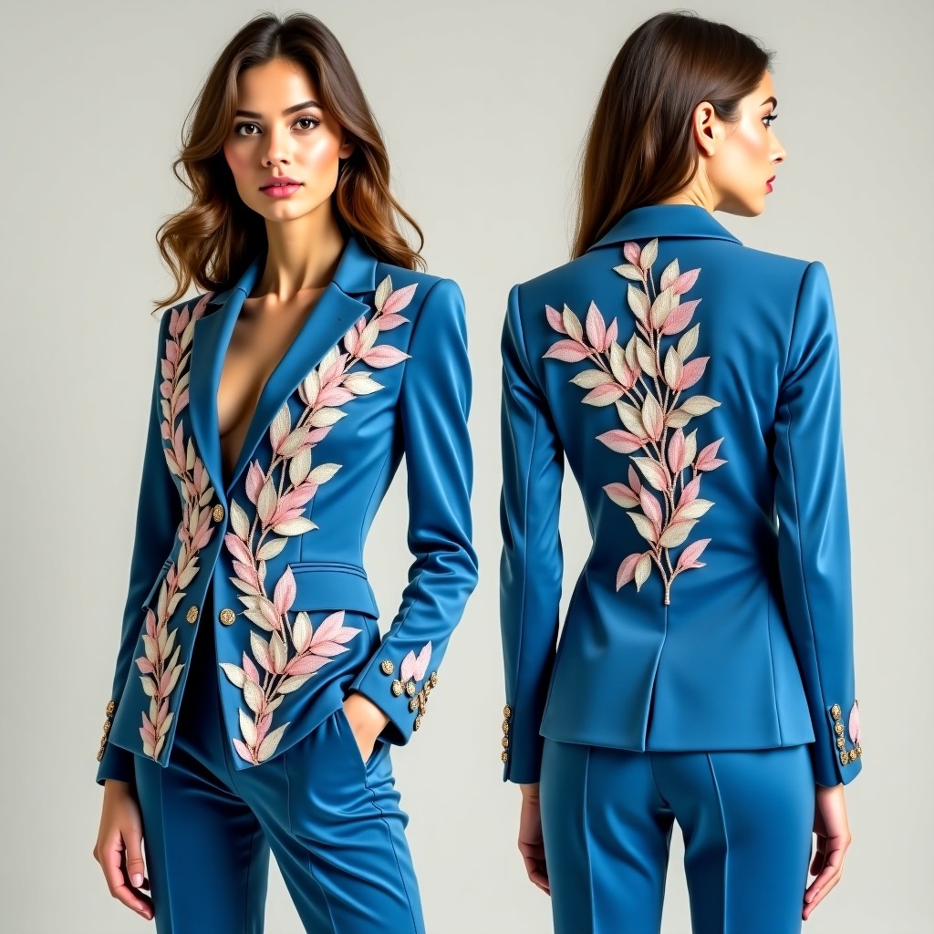 Luxury Floral Panel Embroidered Blazer