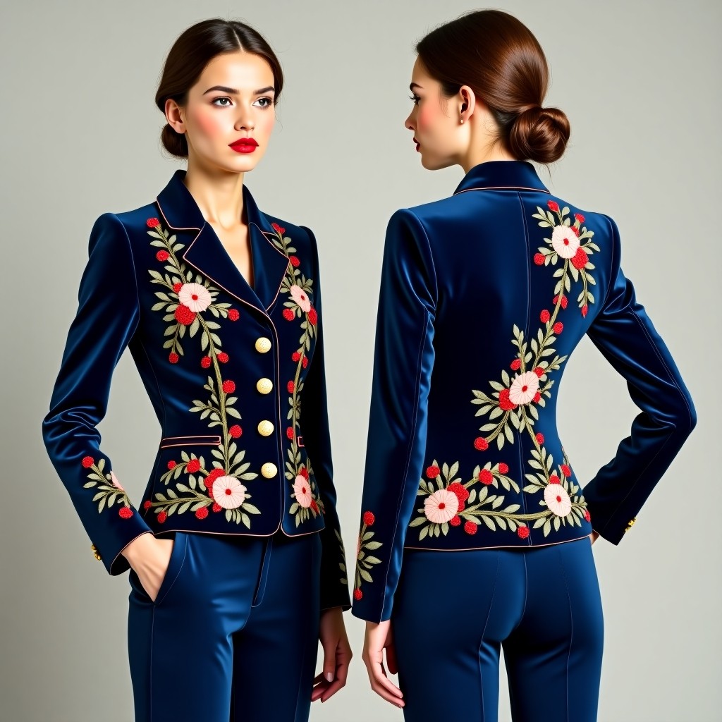 Designer Botanical Front Panel Blazer