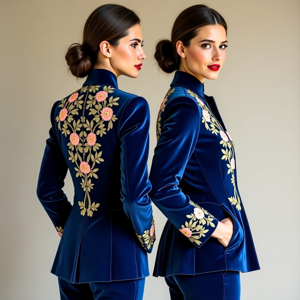 Floral Scrollwork Luxury Tailored Blazer