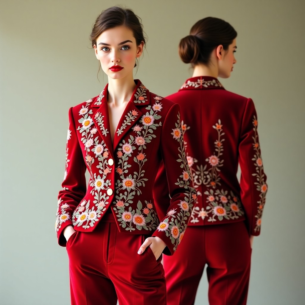 Premium Floral Embroidered Suit Blazer