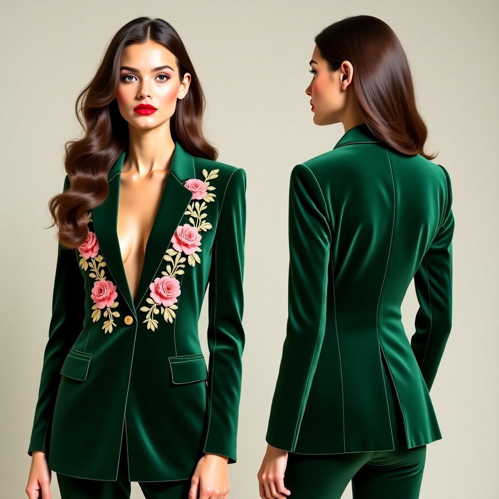 Premium Floral Motif Evening Blazer