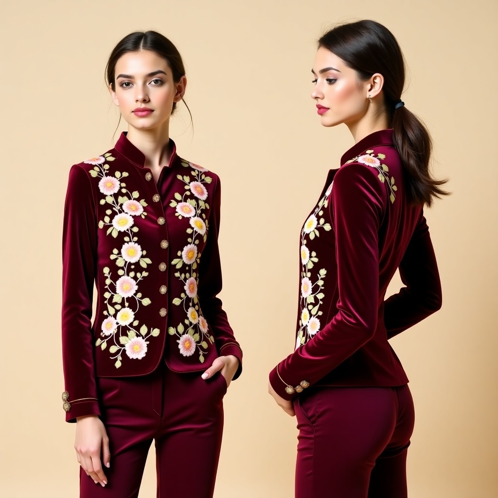 Designer Blossom Embroidered Tailored Blazer