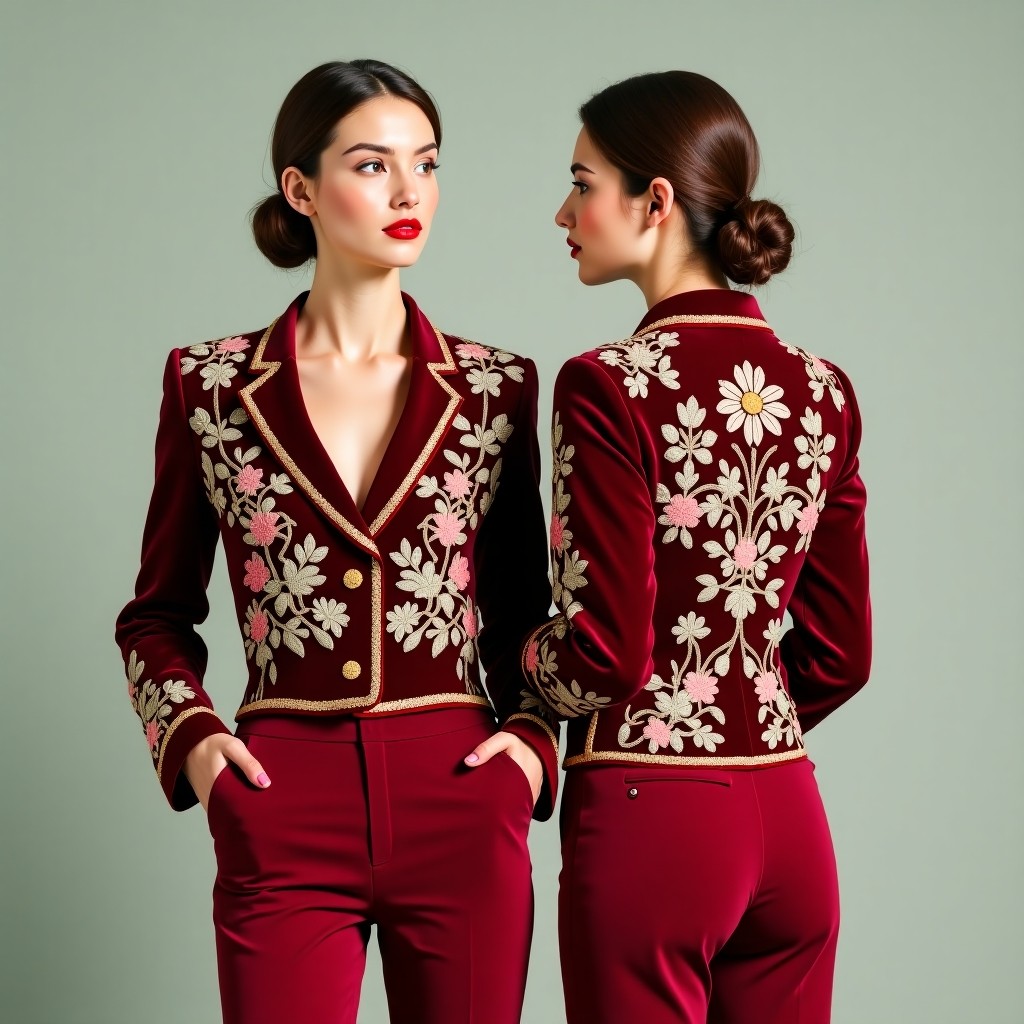 Premium Botanical Embroidered Statement Blazer