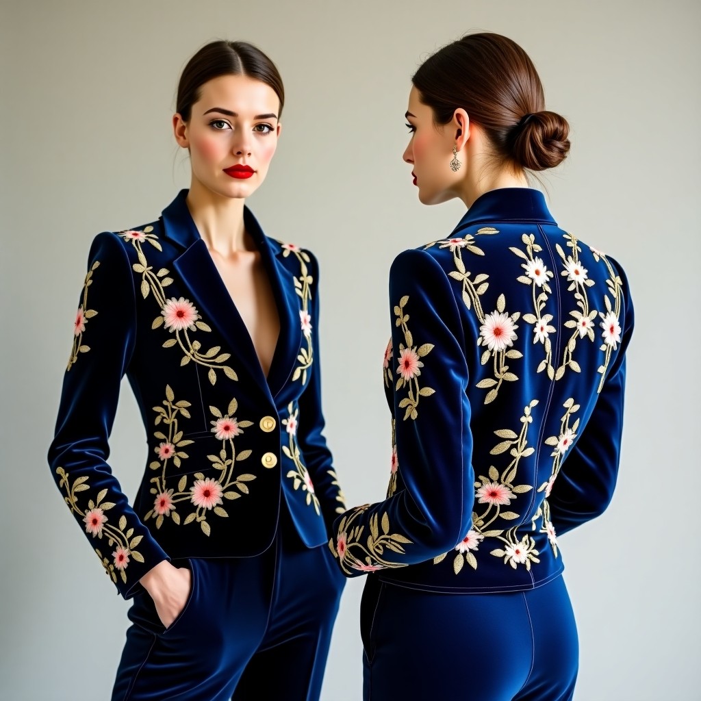 Luxury Nature Inspired Embroidered Blazer