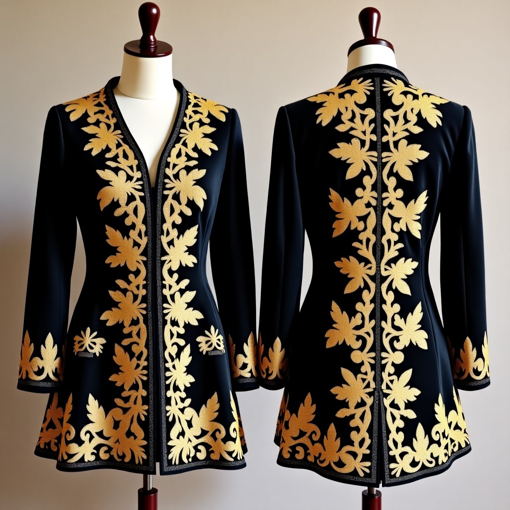 Luxury Ornamental Front Embroidered Jacket