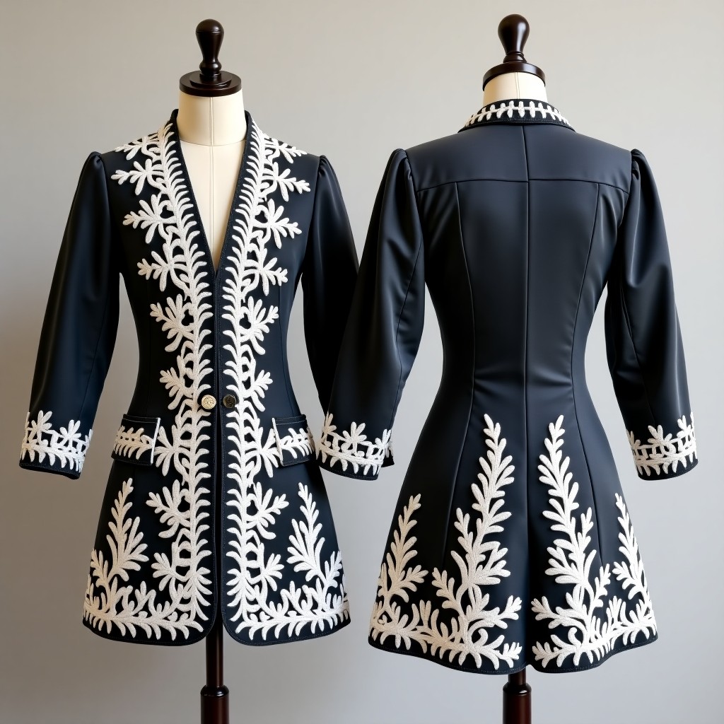 Sophisticated Floral Embroidery Designer Jacket