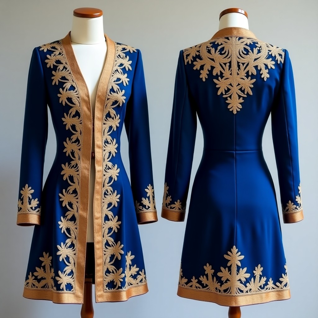 Ornamental Vine Embroidered Longline Jacket