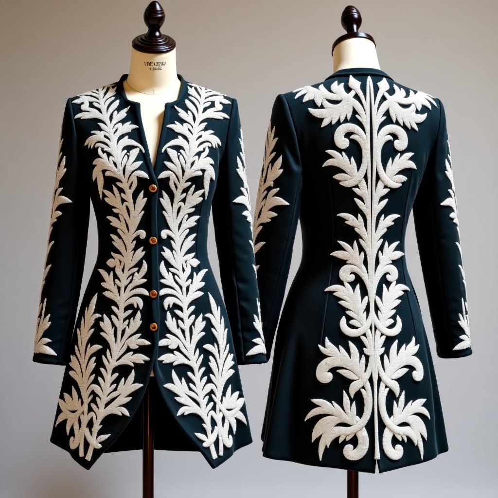 Embroidered Ornamental Cuff Velvet Jacket