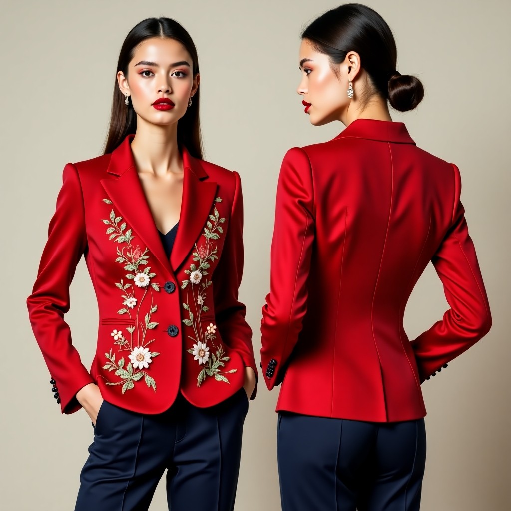 Luxury Rose Motif Embroidered Jacket