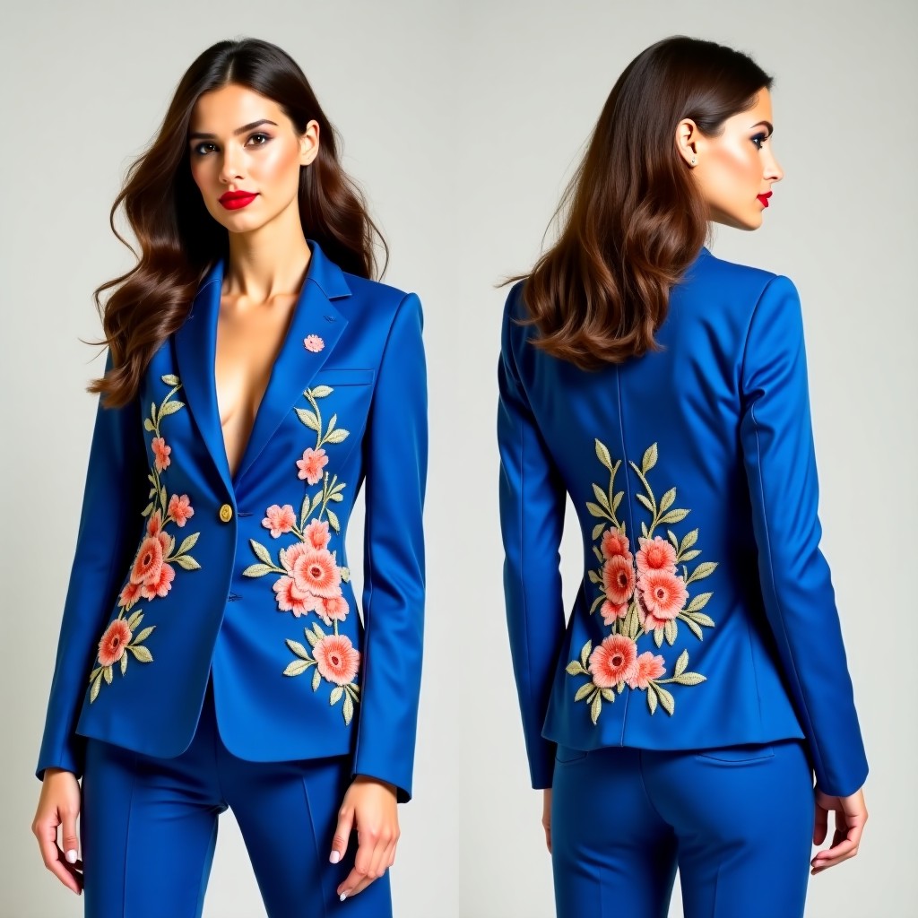 Luxury Floral Detail Tailored Jacket
