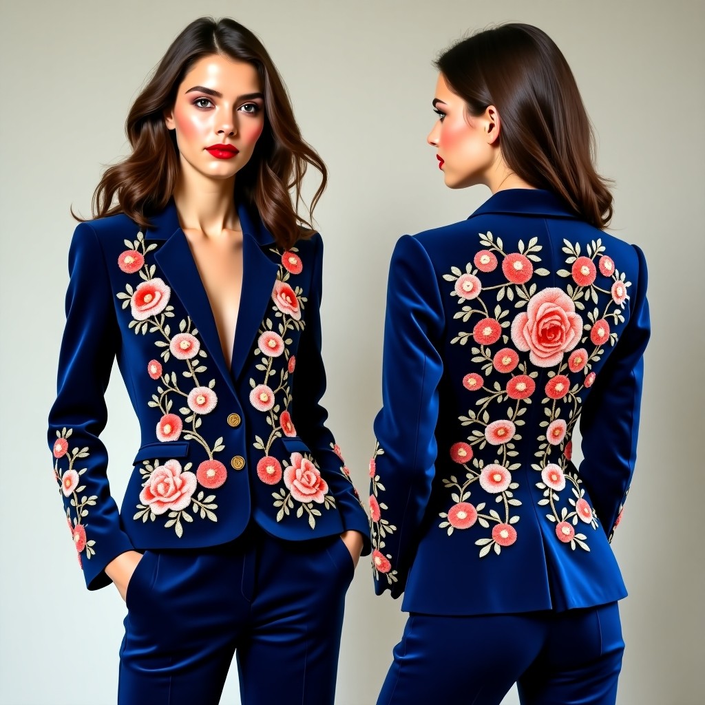 Luxury Botanical Floral Couture Jacket