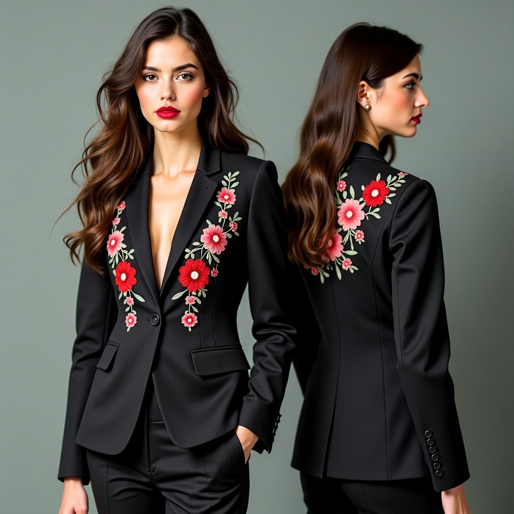 Premium Floral Scroll Embroidered Jacket
