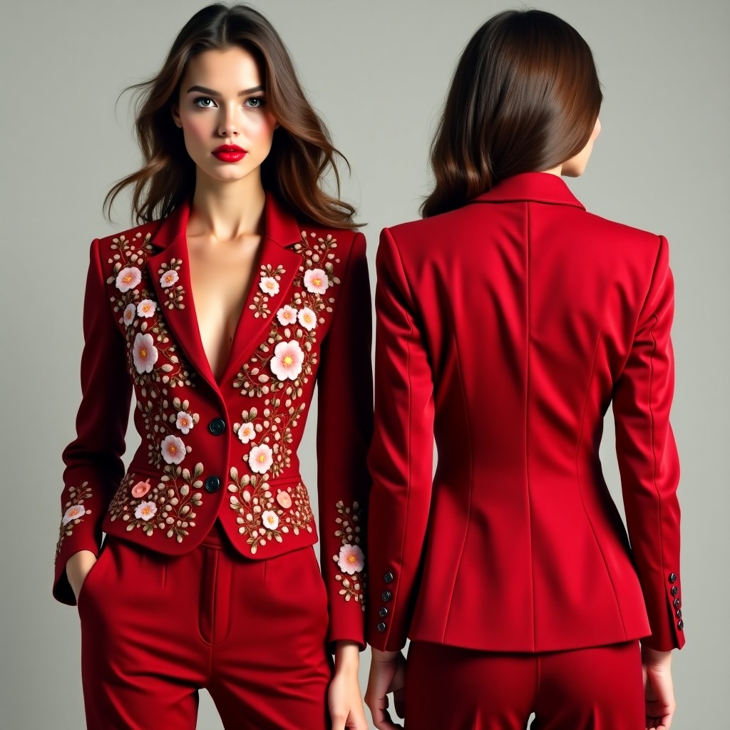 Luxury Floral Sleeve Embroidered Jacket