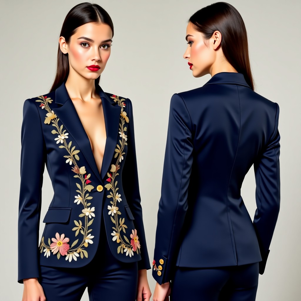 Sophisticated Floral Border Jacket