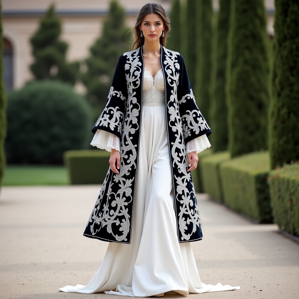 Refined Moroccan Botanical Scroll Couture