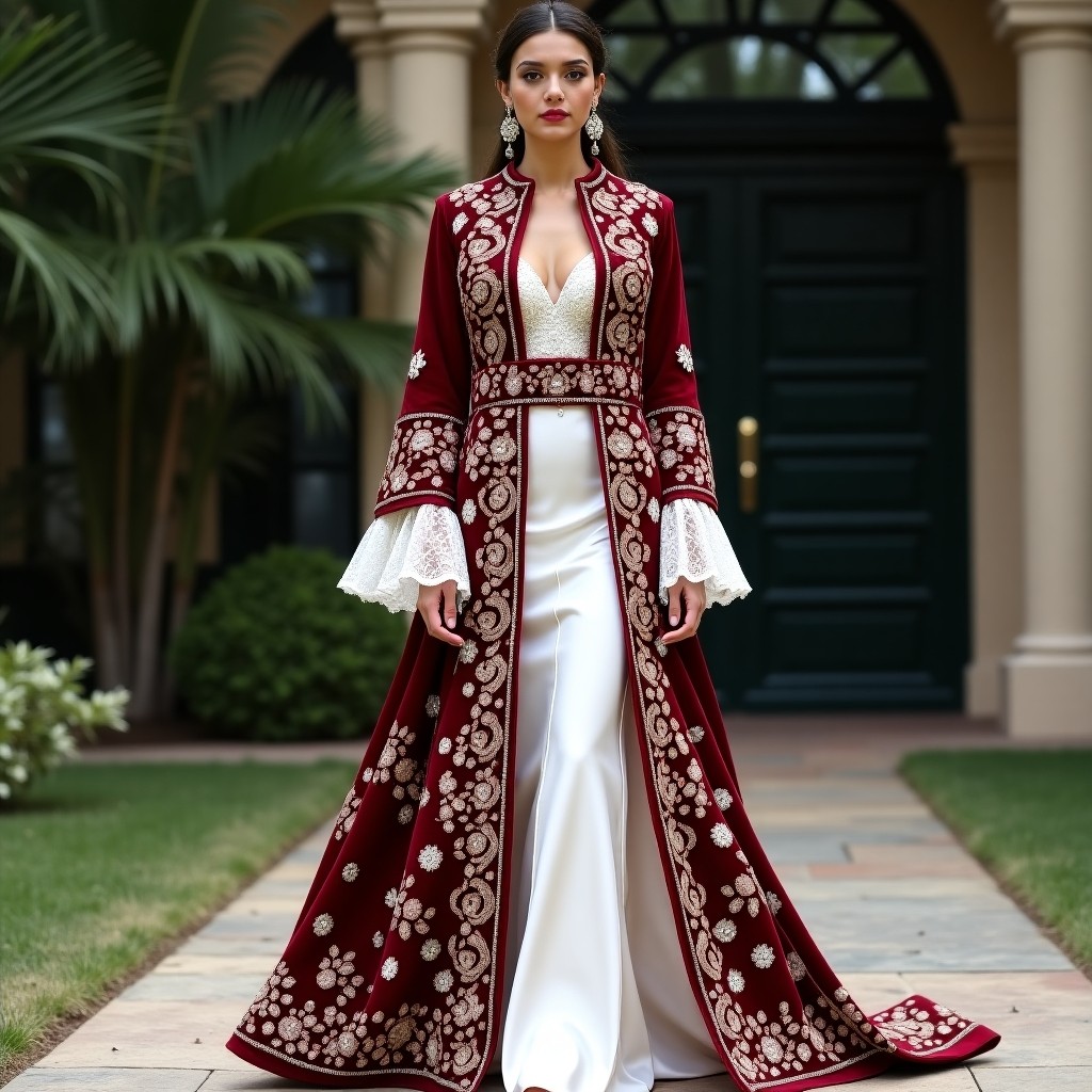 Luxury Moroccan Blossom Scroll Gown