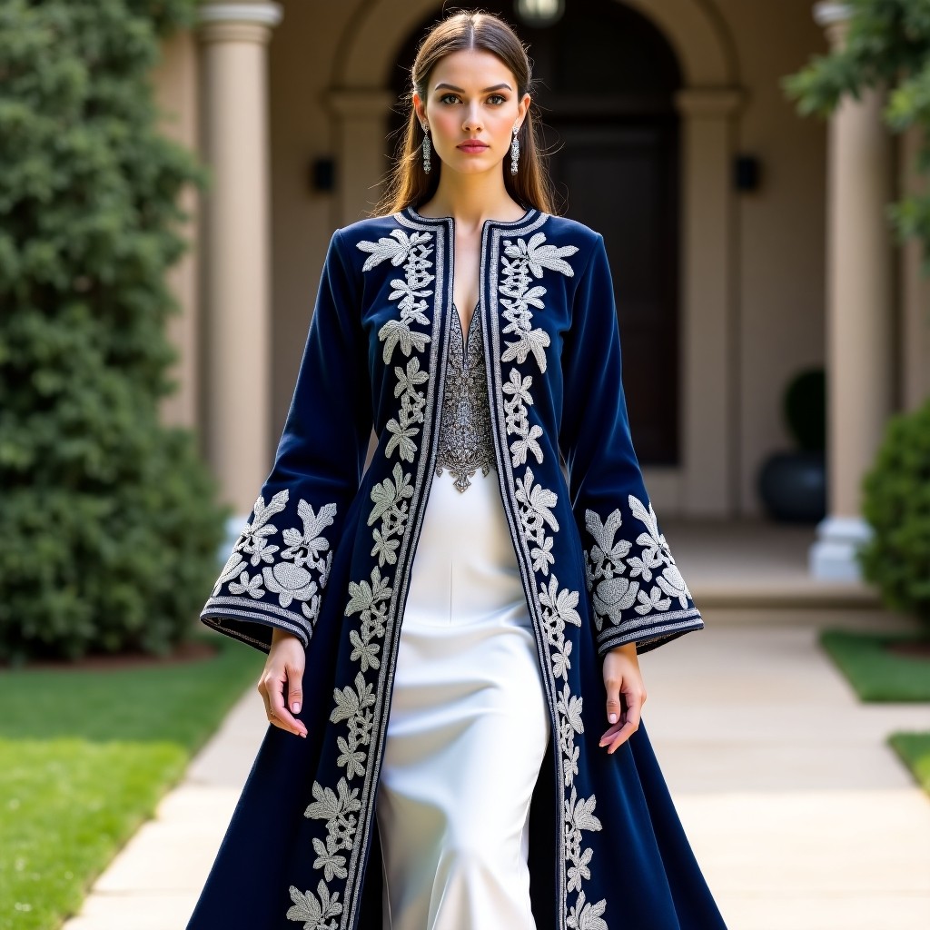 Sophisticated Moroccan Leaf Scroll Gown