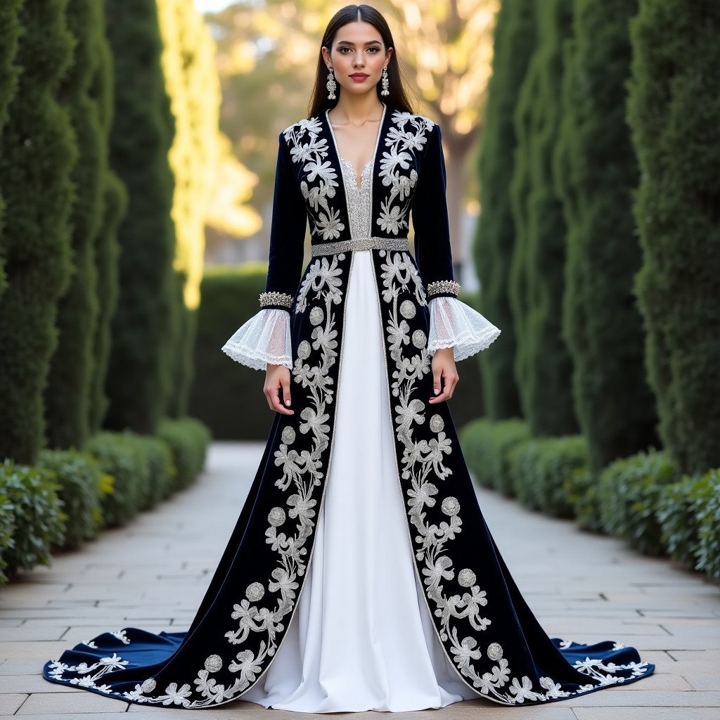 Enchanting Moroccan Floral Scroll Gown