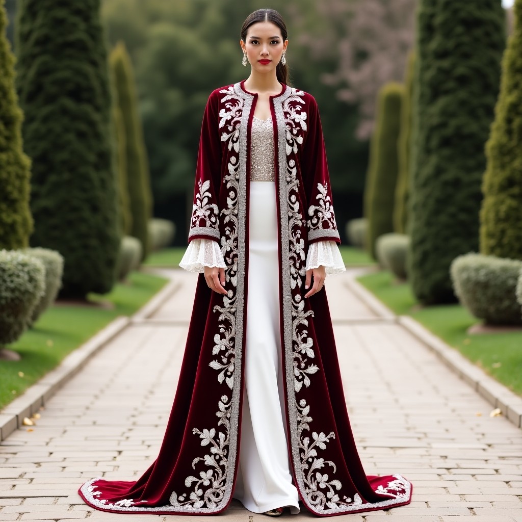 Elegant Moroccan Vine Blossom Gown