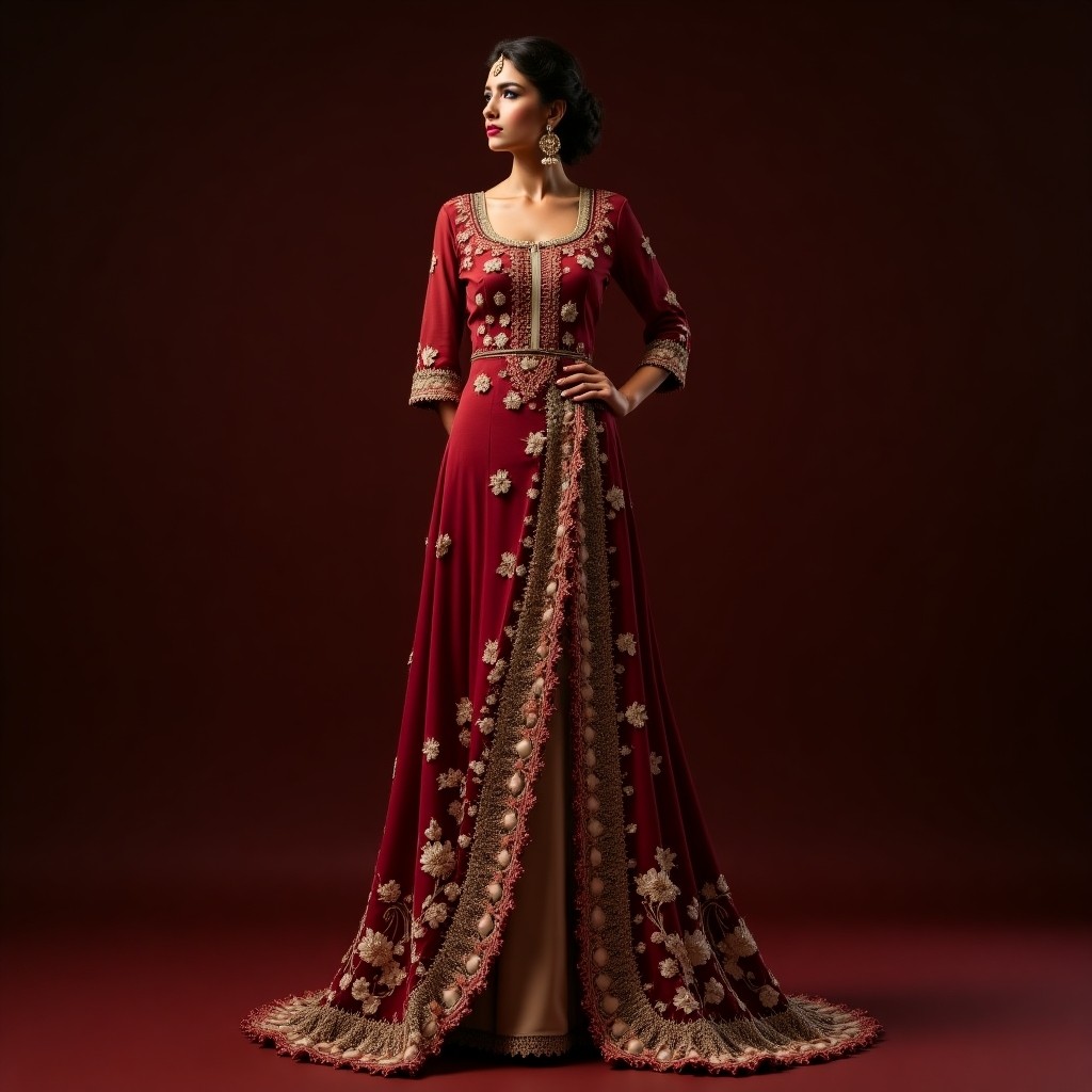Elegant Macedonian Botanical Heritage Dress