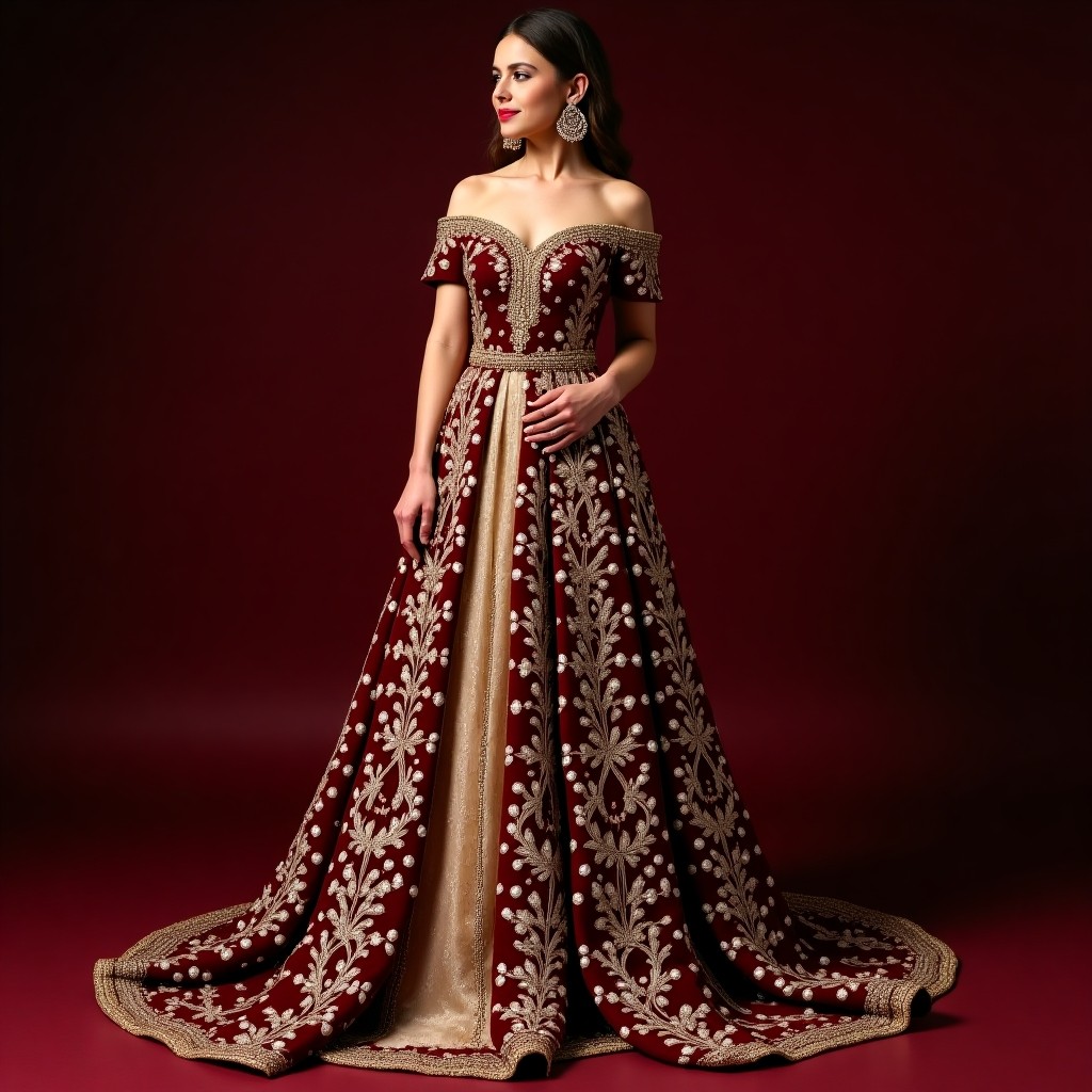 Royal Macedonian Leaf Garden Dress