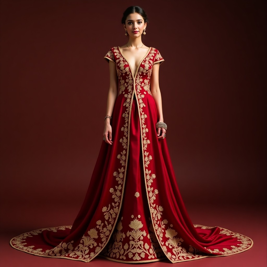Luxurious Macedonian Botanical Scroll Dress