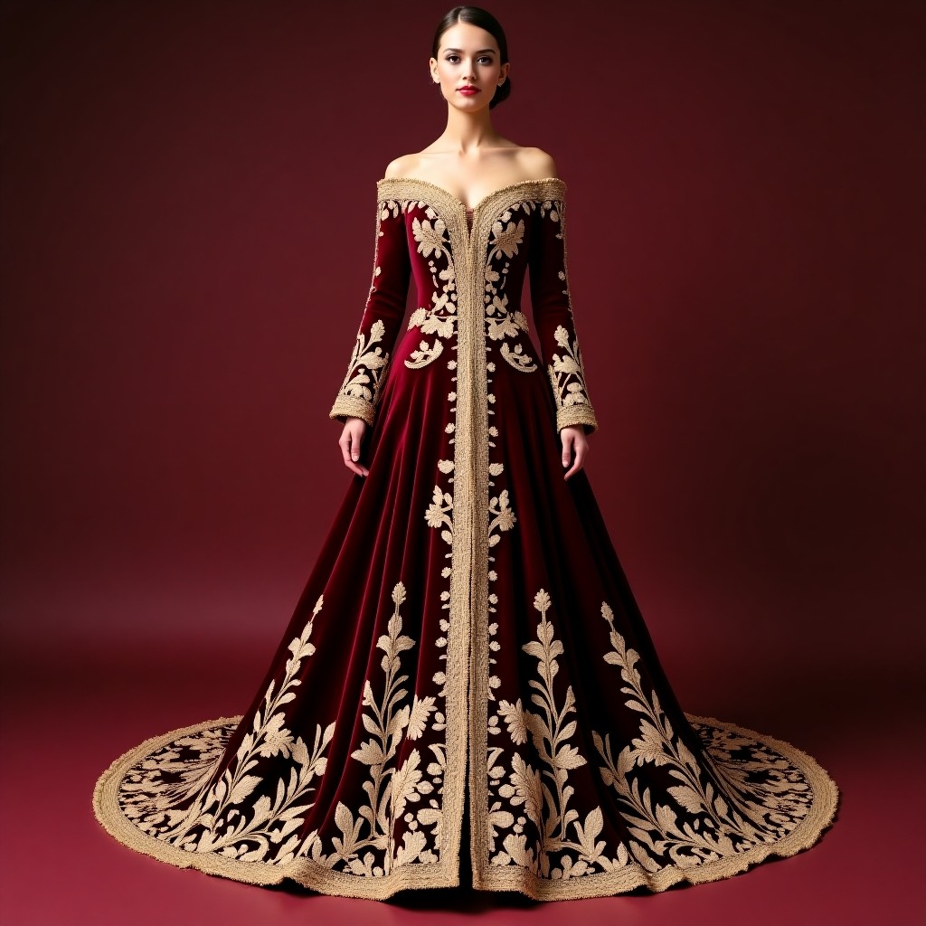 Elegant Macedonian Vine Border Dress