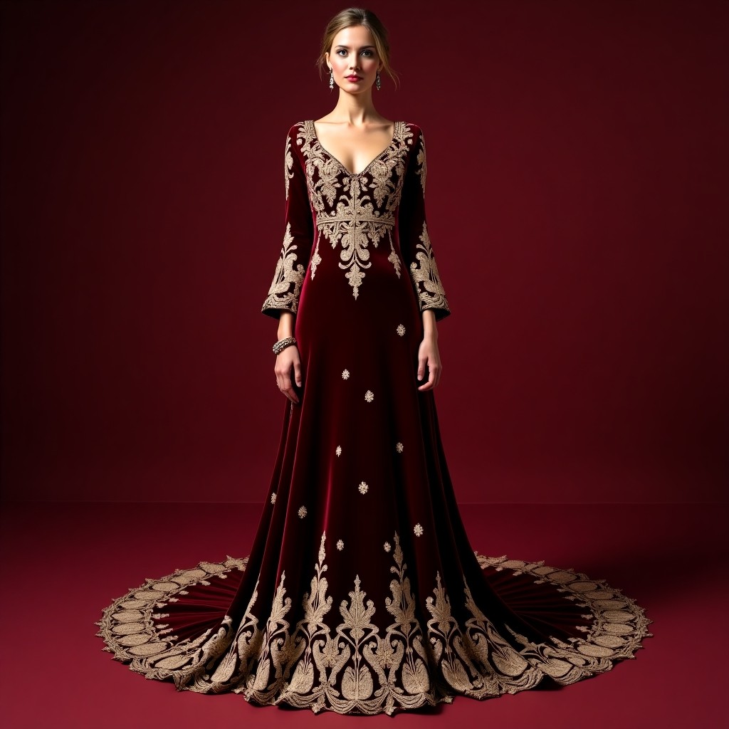 Magnificent Macedonian Floral Border Dress