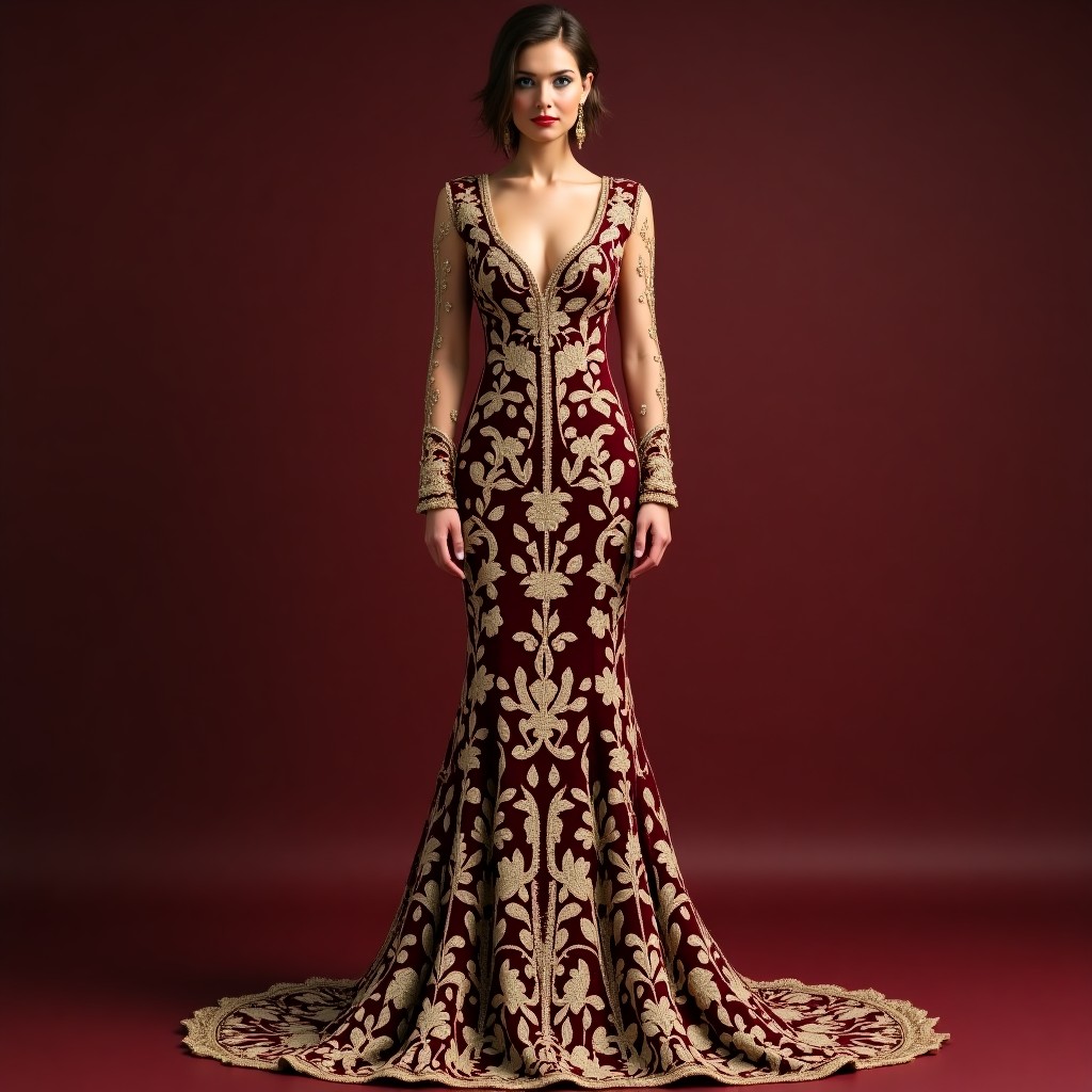 Majestic Macedonian Vine Blossom Gown