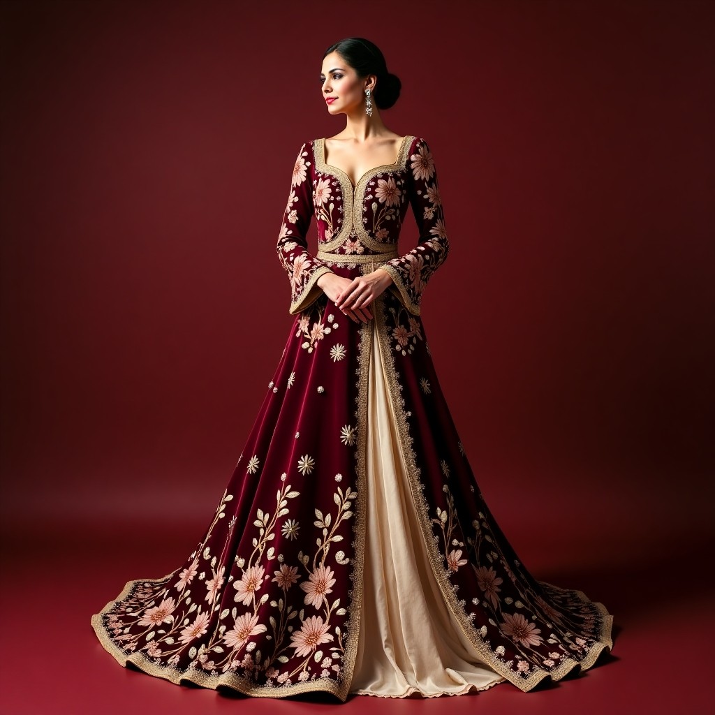 Refined Macedonian Botanical Border Dress