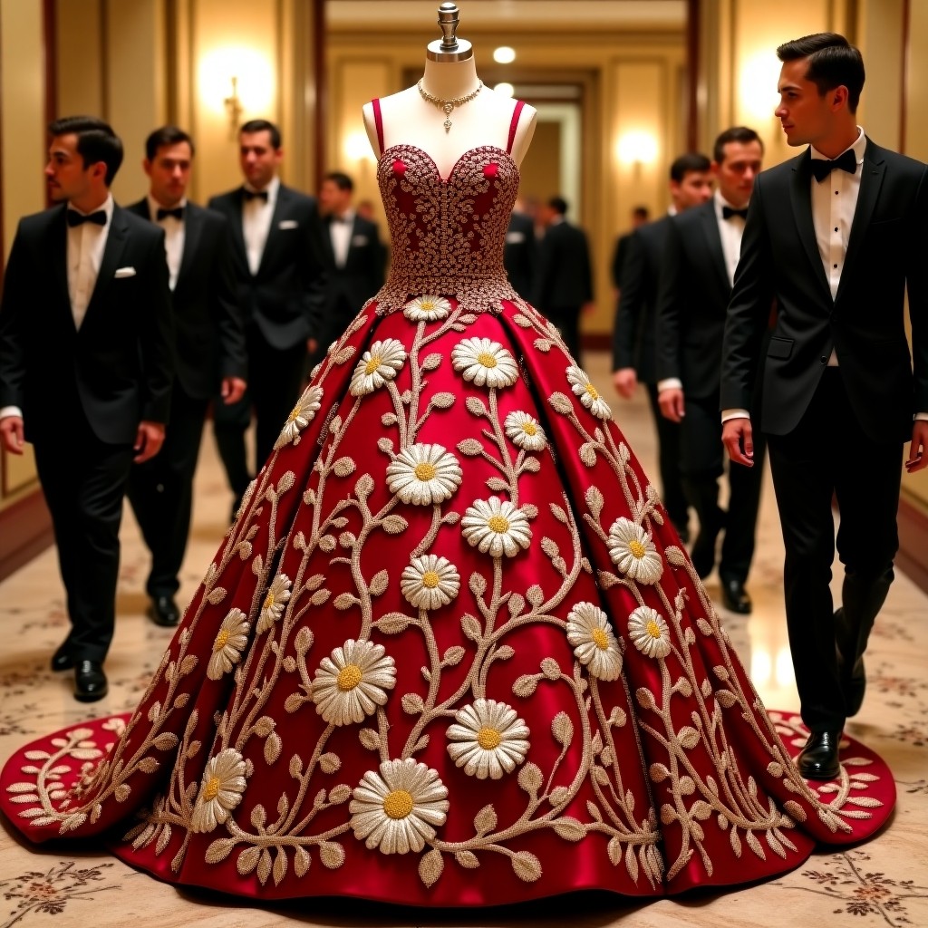 Refined Vine and Petal Couture Ball Gown