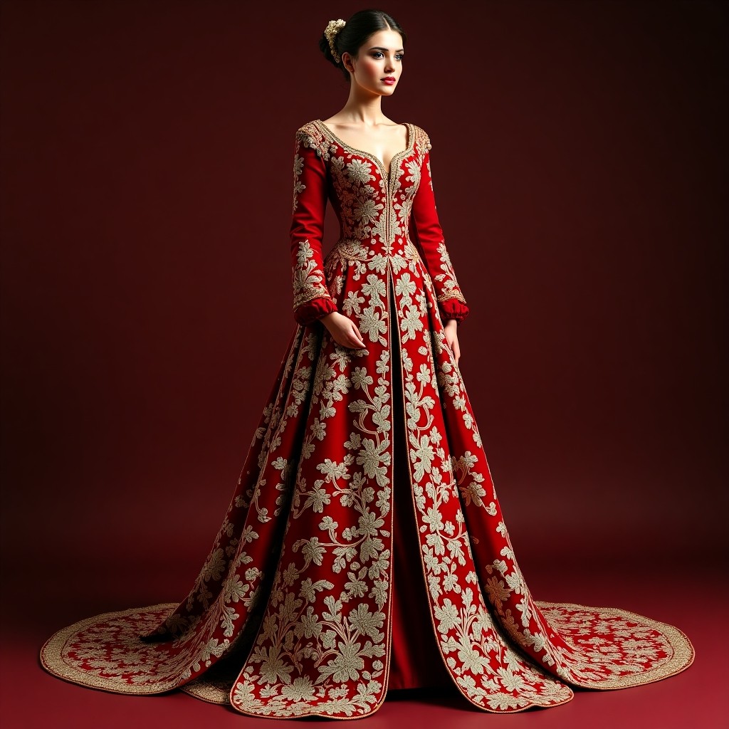 Exquisite Leaf and Vine Couture Ball Gown