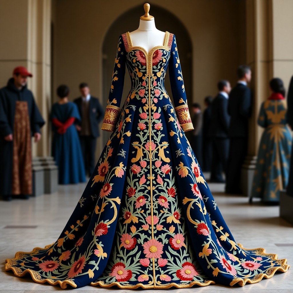 Royal Blossom Embroidered Evening Ball Gown