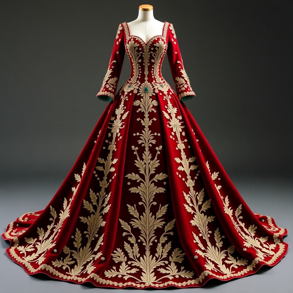 Royal Floral Lattice Embroidered Ball Gown