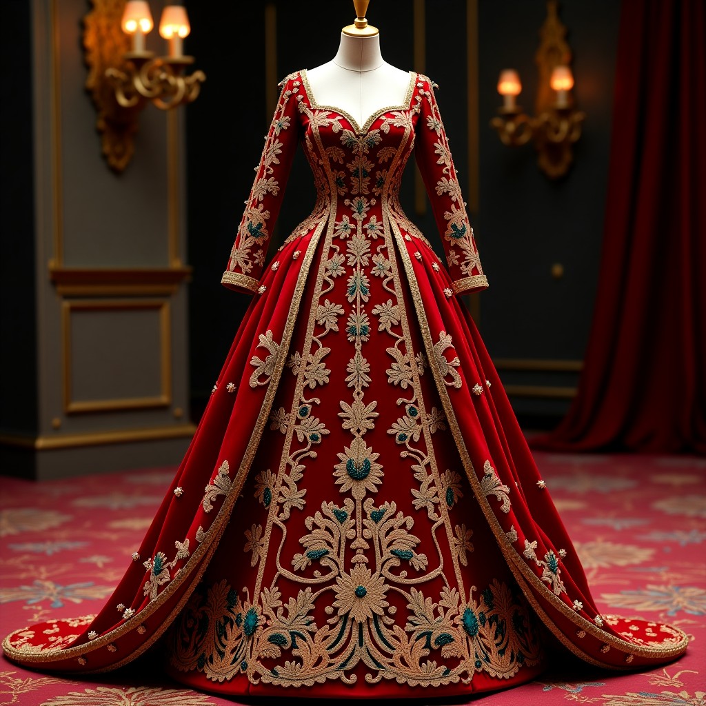 Elegant Ornamental Vine Couture Gown