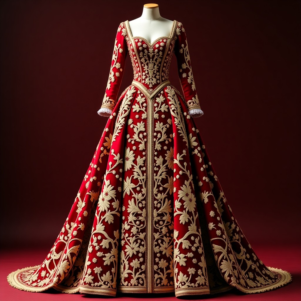 Intricate Floral Scroll Heritage Couture Gown