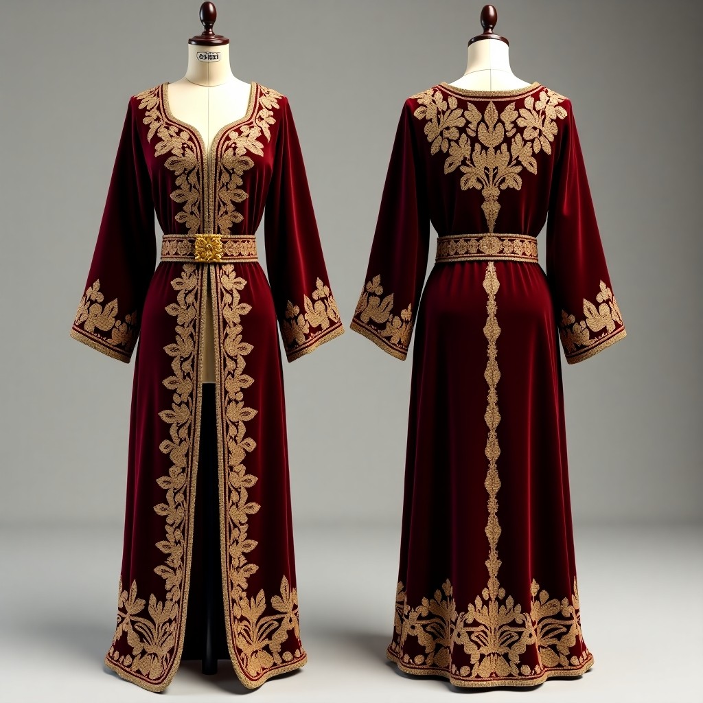 Women's Floor-Length Jacket with Ornamental Embroidery