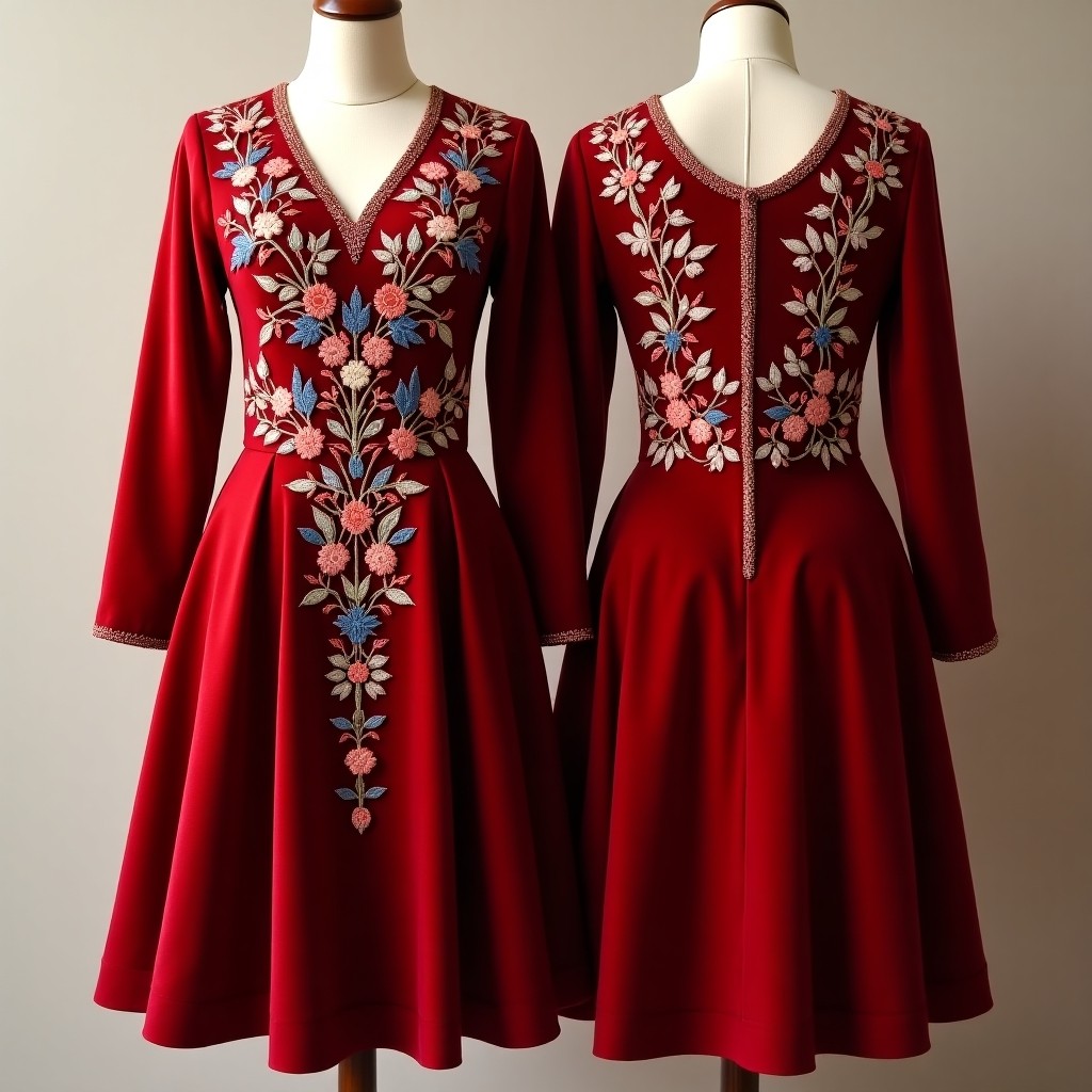 Women's Elegant Jacket with Embroidered Botanical Borders