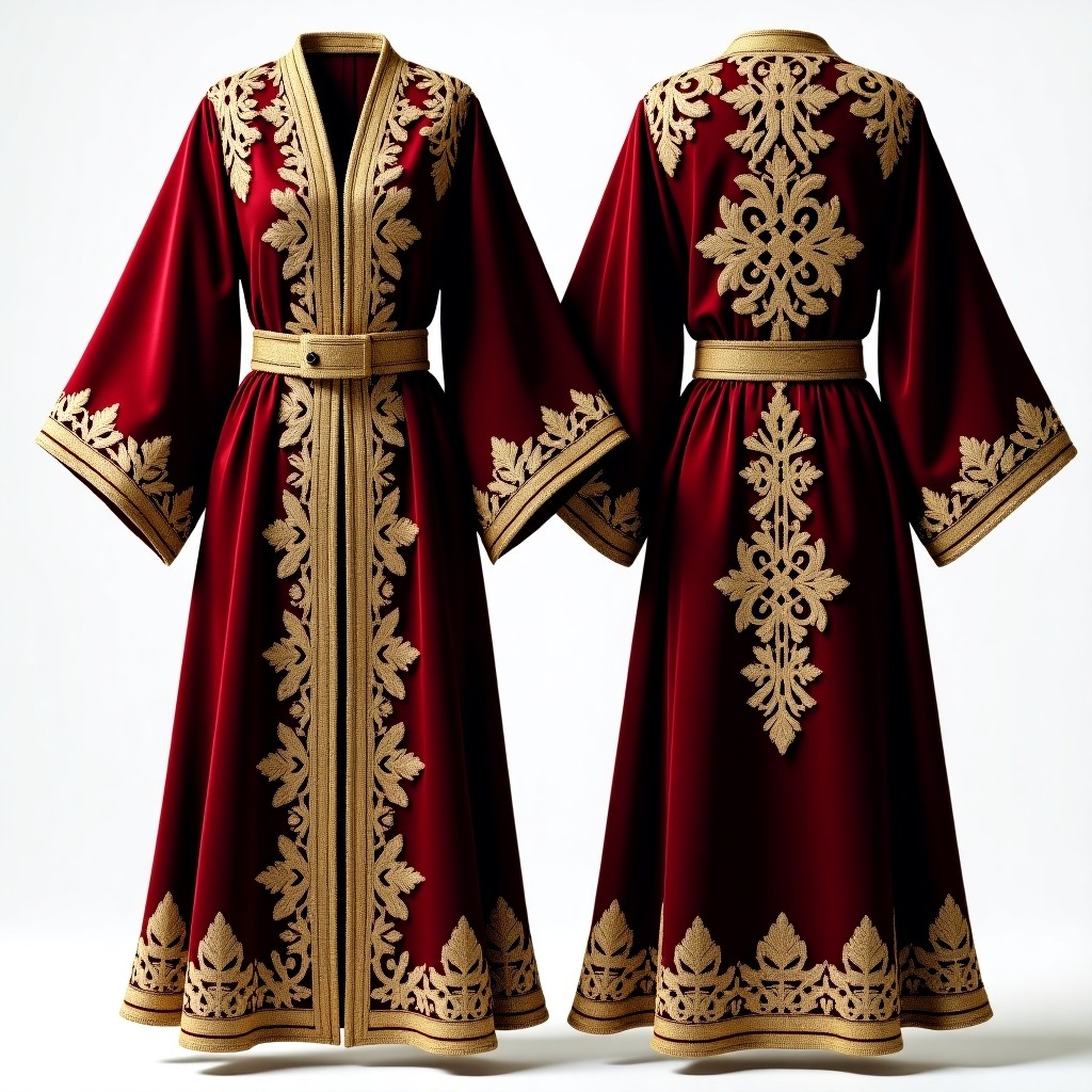 Women's Long Jacket with Elaborate Floral Ornamentation