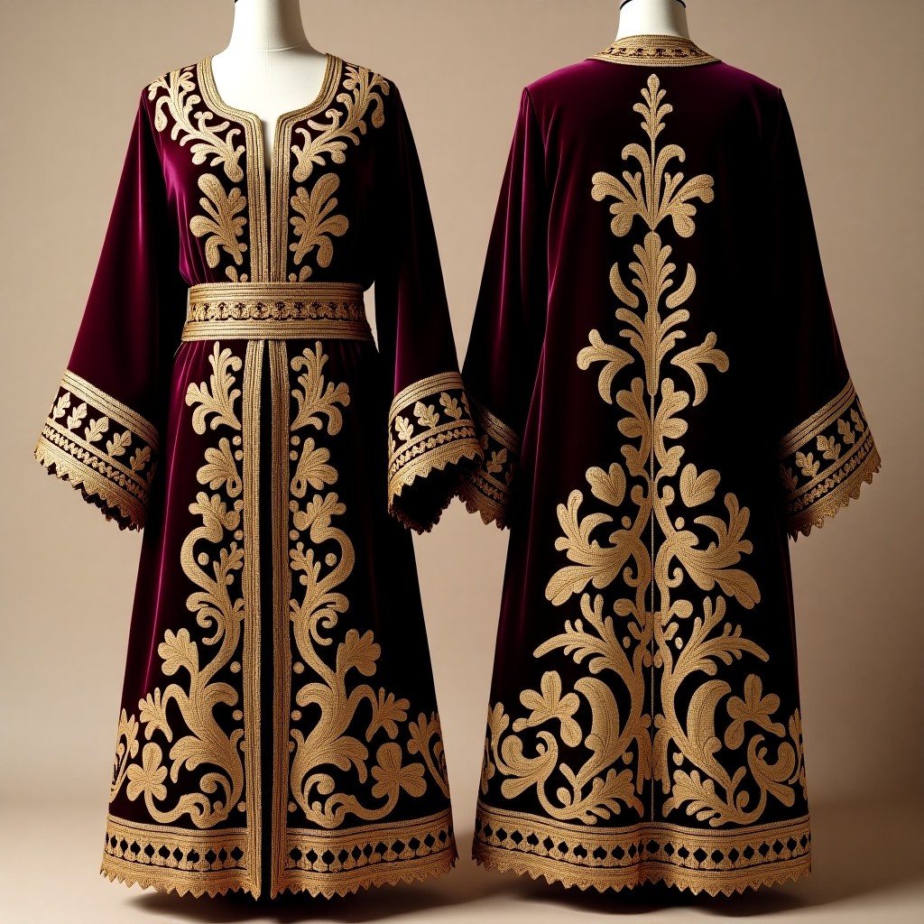 Women's Designer Jacket with Symmetrical Leaf Embroidery