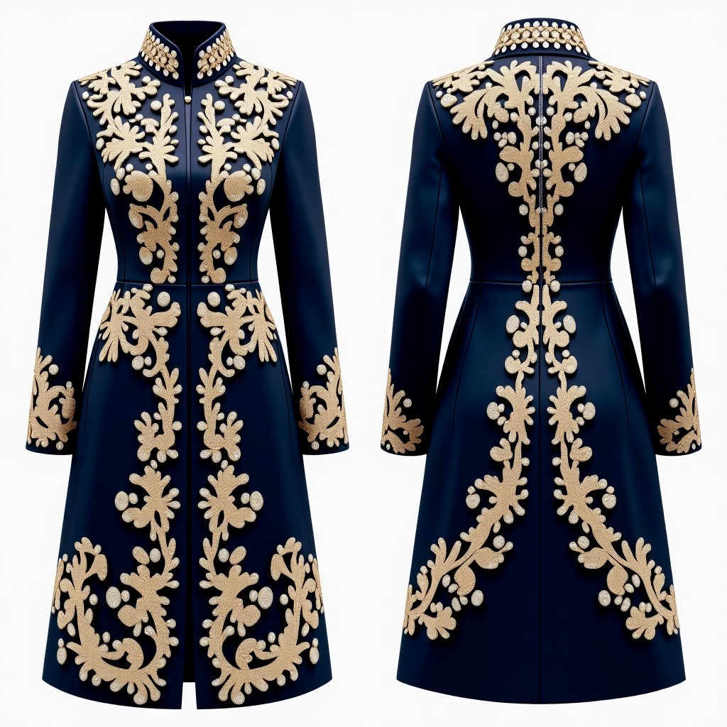 Women's Formal Jacket with Rich Botanical Embroidery